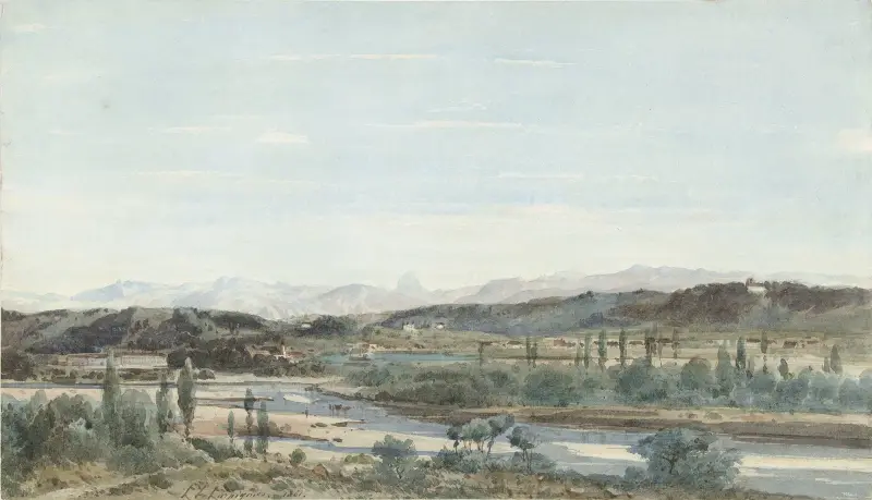 Landskap med en floddal i södra Frankrike av Henri-Joseph Harpignies