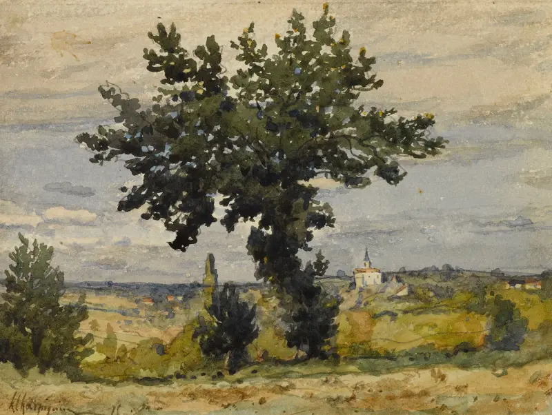 Trädet vid vägkanten av Henri-Joseph Harpignies