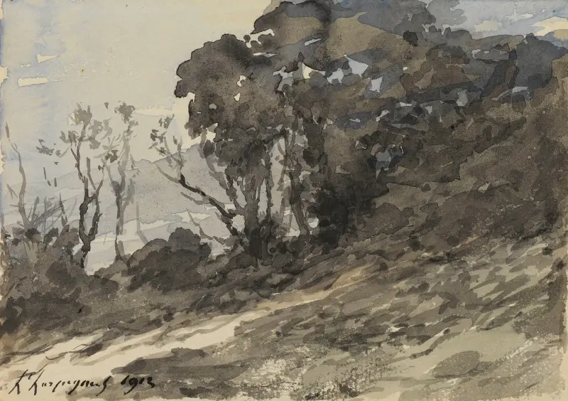 Landschaft (Büsche), 1912 von Henri-Joseph Harpignies