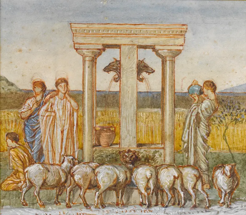 Studie do „Sceny pasterskiej z pasterzami i pannami przy studni”, ok. 1886, Albert Joseph Moore