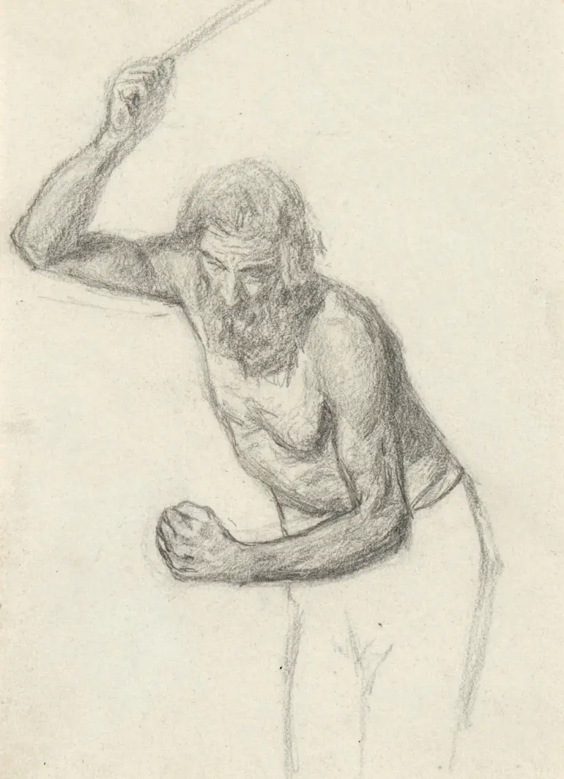 Studie av kusken i 'Elia springer till Jisreel framför Ahabs vagn' av Albert Joseph Moore