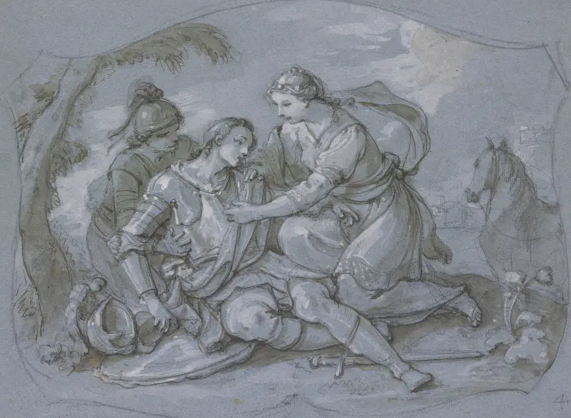 Herminia hos den sårade Tankred av Charles-Joseph Natoire