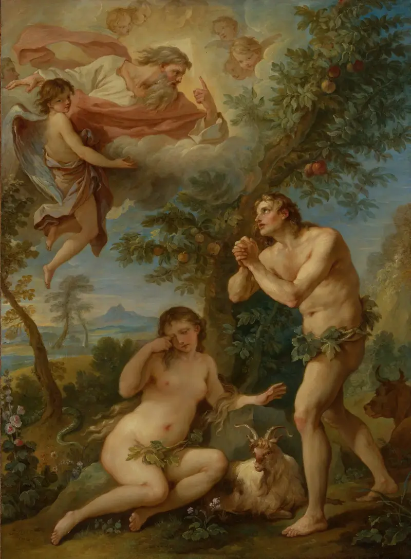 Adams och Evas tillrättavisning av Charles-Joseph Natoire