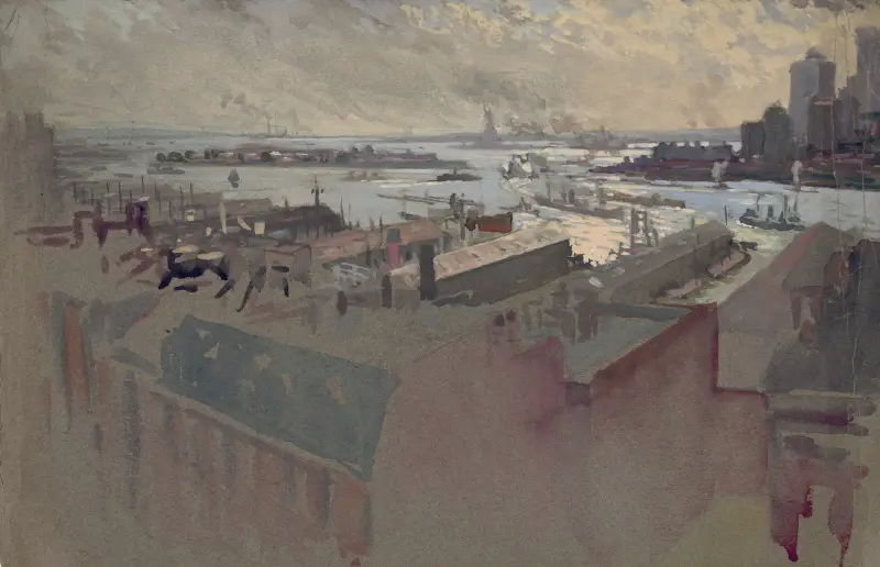 New York-bukten från Margaret av Joseph Pennell
