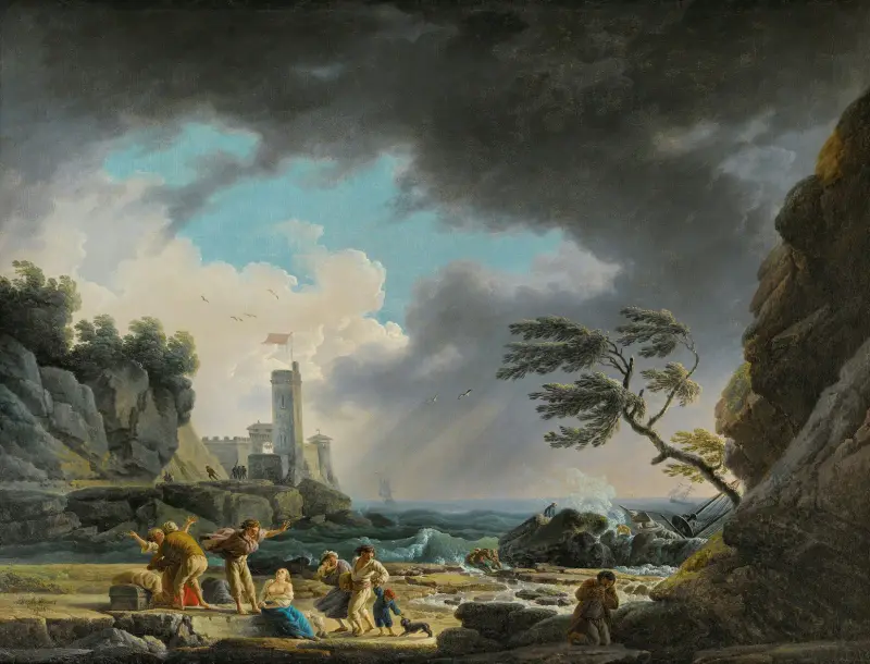 Sturm an einer felsigen Küste von Claude-Joseph Vernet