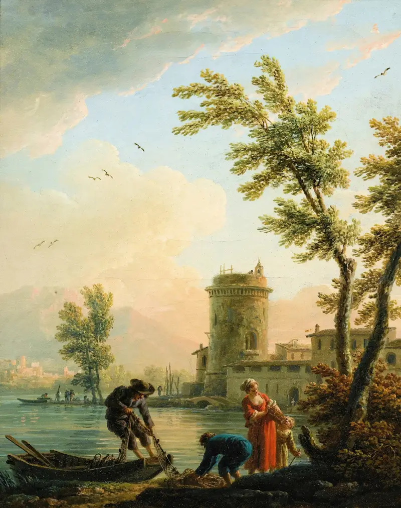 Fishers at sunrise av Claude-Joseph Vernet