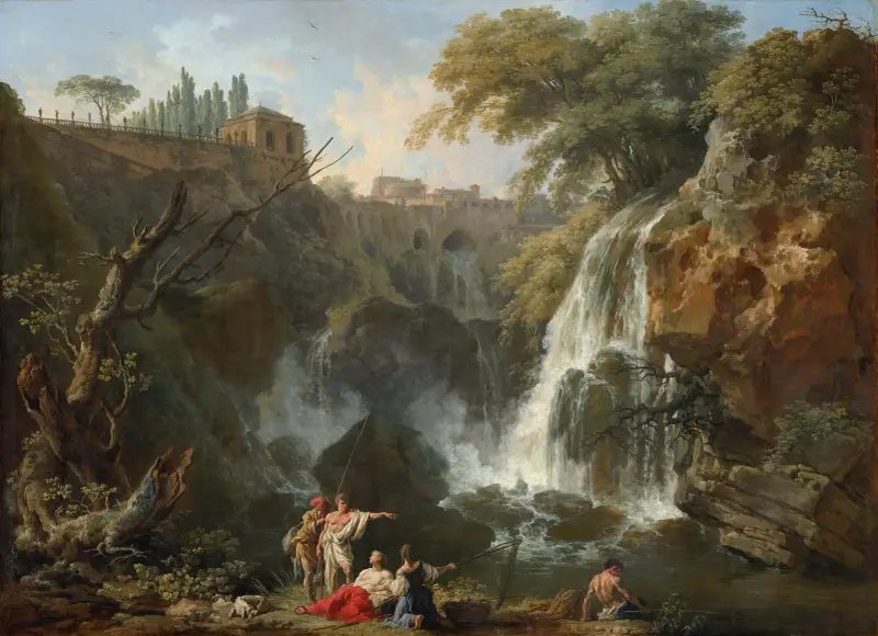 Vattenfallen vid Tivoli, med Villa Maecenas av Claude-Joseph Vernet
