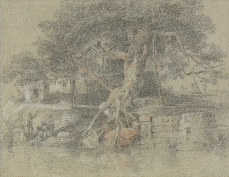 Ein sterbender Hindu wird zum Ganges gebracht von Johan Joseph Zoffany