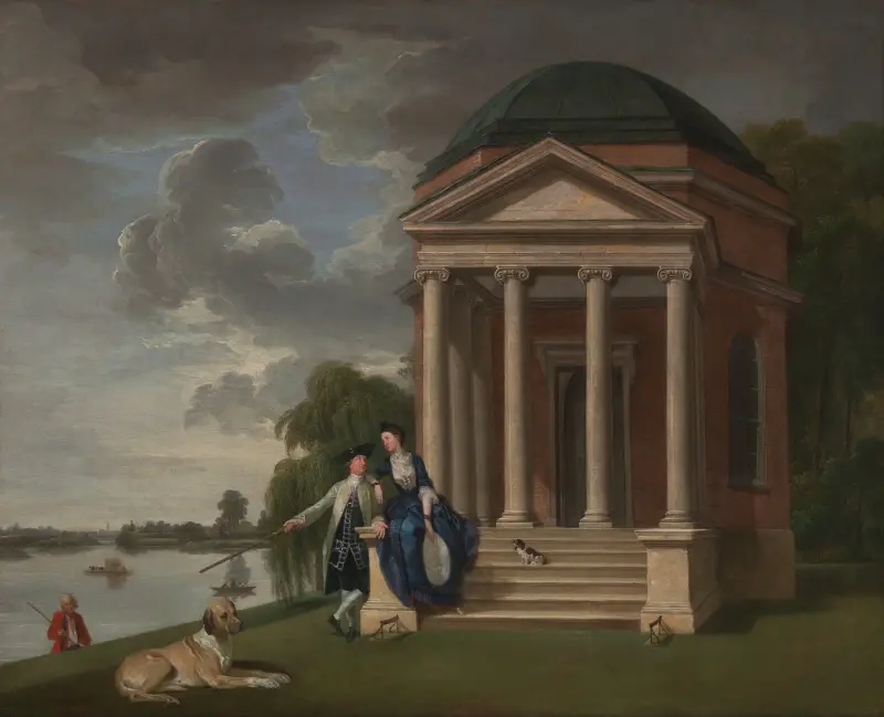 David Garrick och hans fru vid hans Shakespeare-tempel, Hampton av Johan Joseph Zoffany