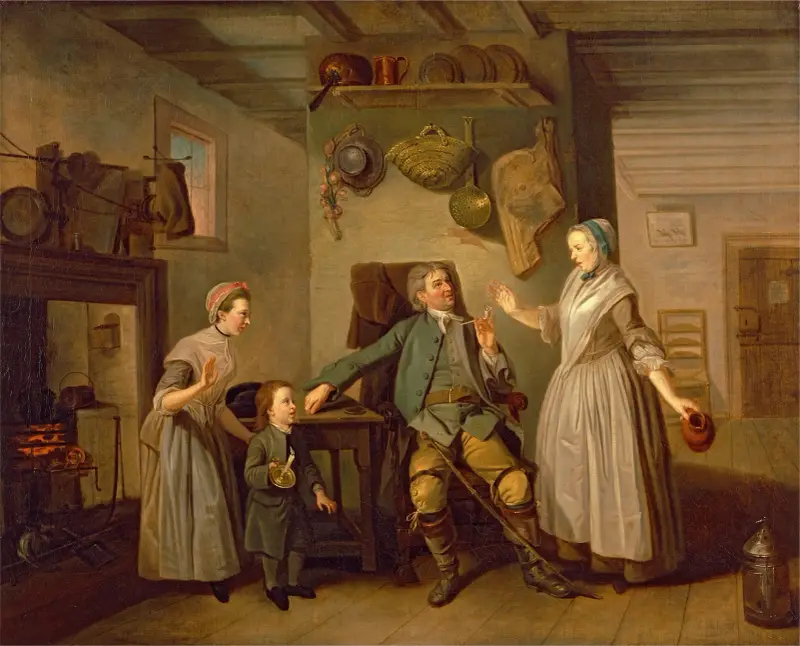 David Garrick and Mary Bradshaw in David Garrick’s ‘The Farmer’s Return’ av Johan Joseph Zoffany