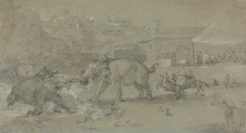 Elephants Fighting av Johan Joseph Zoffany