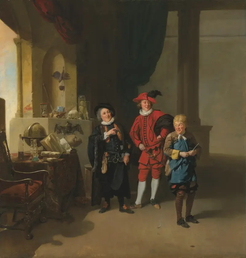 Garrick med Burton och Palmer i 'The Alchymist' av Johan Joseph Zoffany