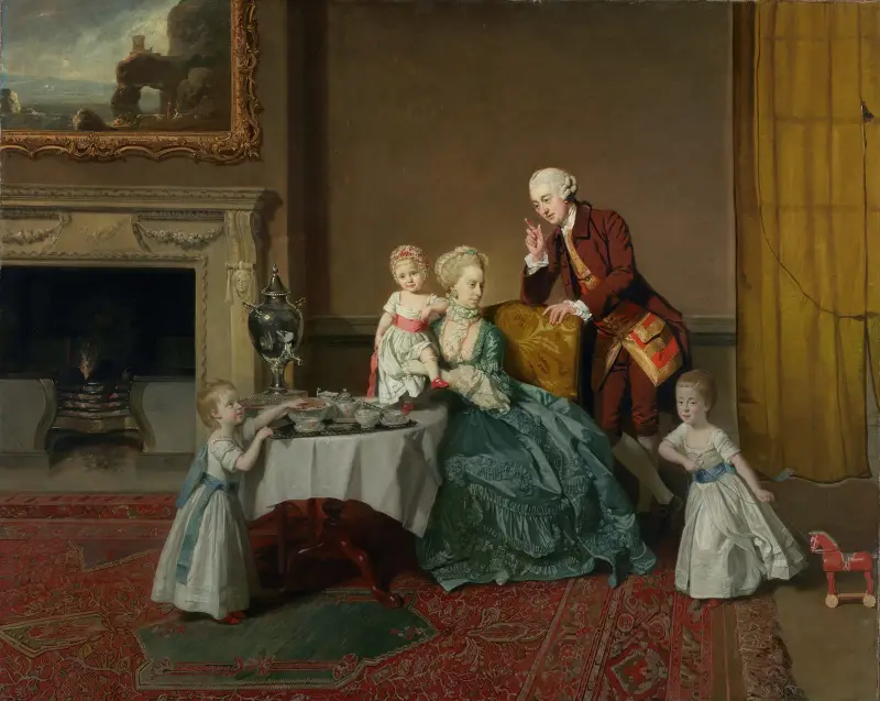 John, fjortonde baron Willoughby de Broke, och hans familj av Johan Joseph Zoffany