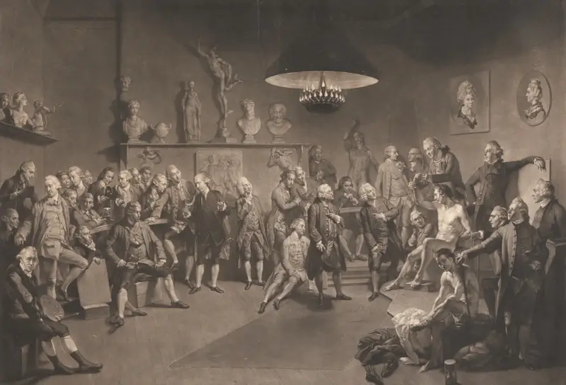 Teckningsskolan vid Royal Academy av Johan Joseph Zoffany