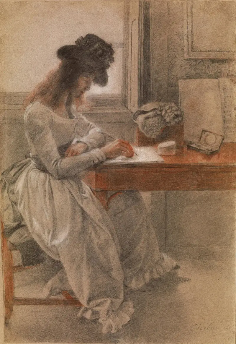 The Artist’s Daughter, Cecilia, Seated At A Writing Desk av Johan Joseph Zoffany