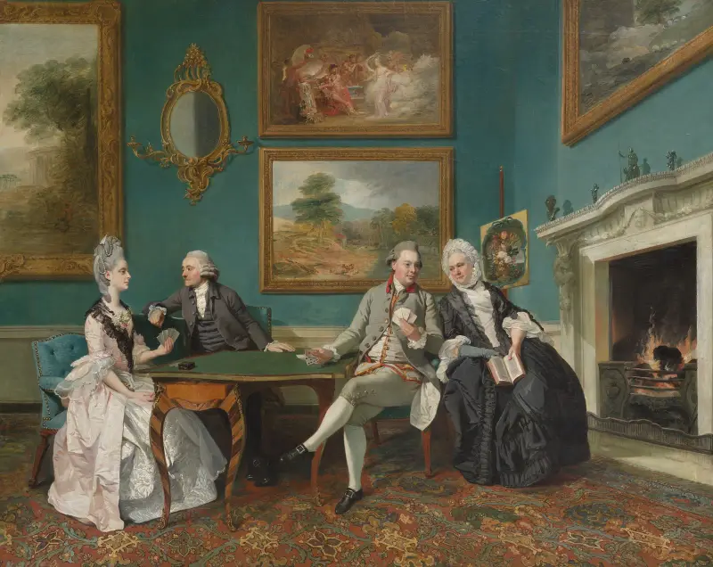 Familjen Dutton i salongen på Sherborne Park, Gloucestershire av Johan Joseph Zoffany