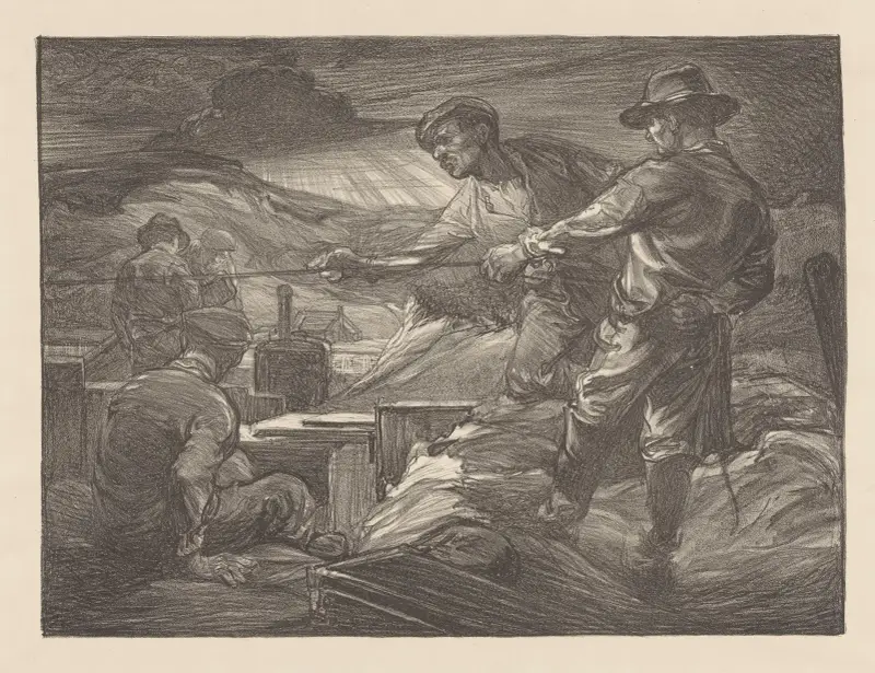 Arbetare som drar i ett rep av Johannes Josephus Aarts
