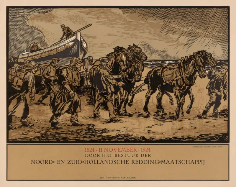 Gedenkblatt der Noord- en Zuid-Hollandsche Redding-Maatschappij von Johannes Josephus Aarts