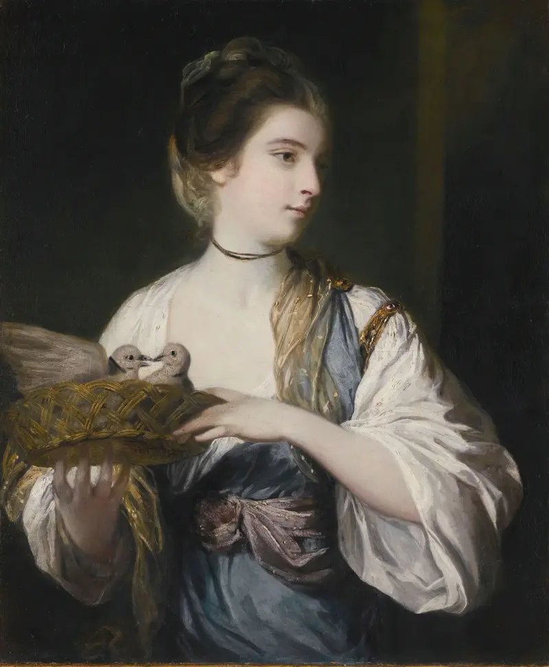 Nancy Reynolds With Doves av Sir Joshua Reynolds