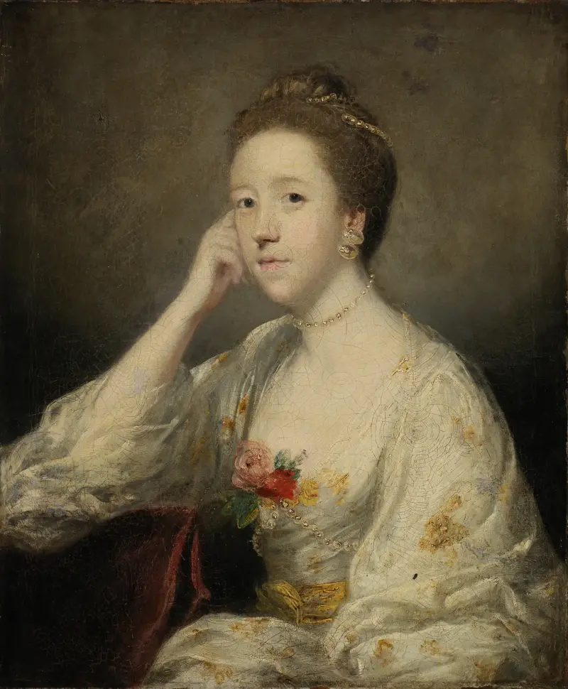 Porträtt av en dam i vitt av Sir Joshua Reynolds