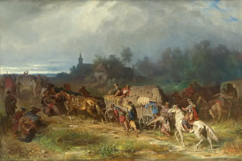 Återvändande hem, 'Sjuktransport (polskt läger)' av Jozef Brandt
