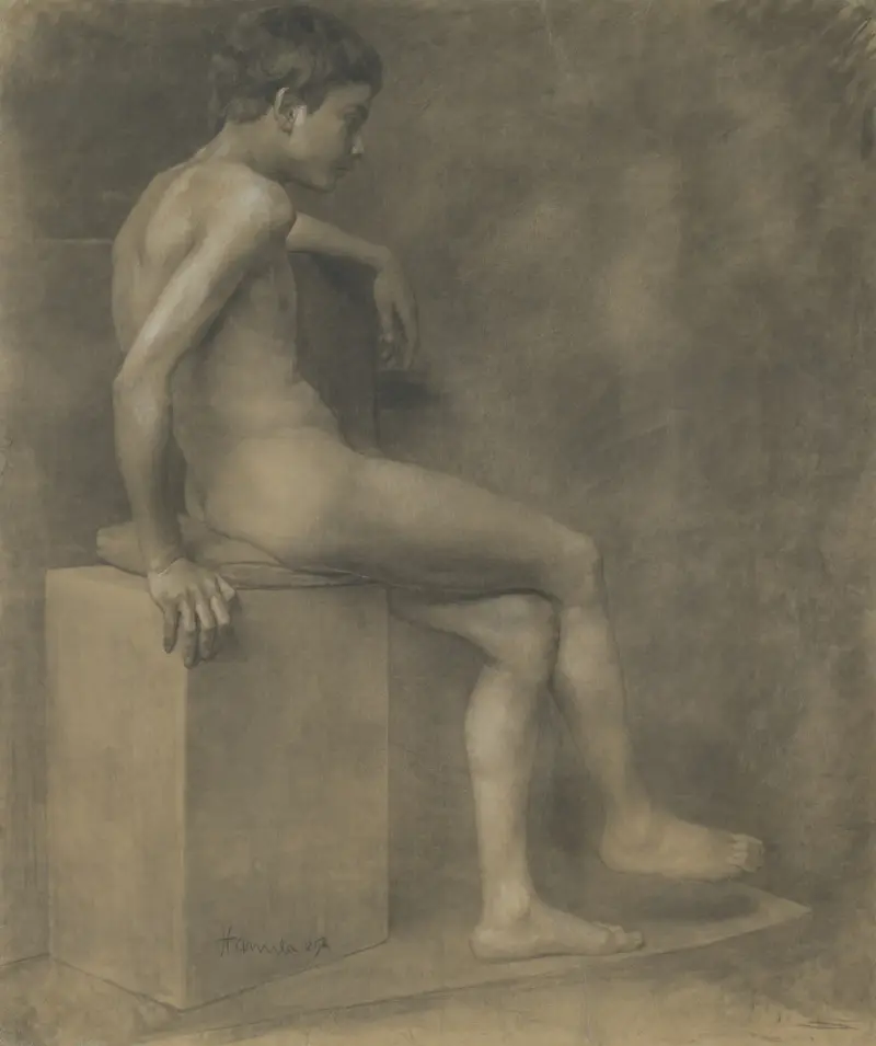 Sitzender Junge von Jozef Hanula