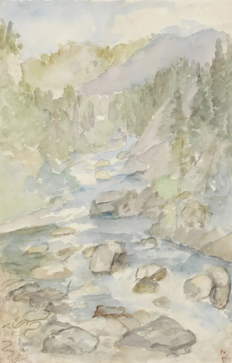 Berglandschaft mit Bach von Jozef Israëls