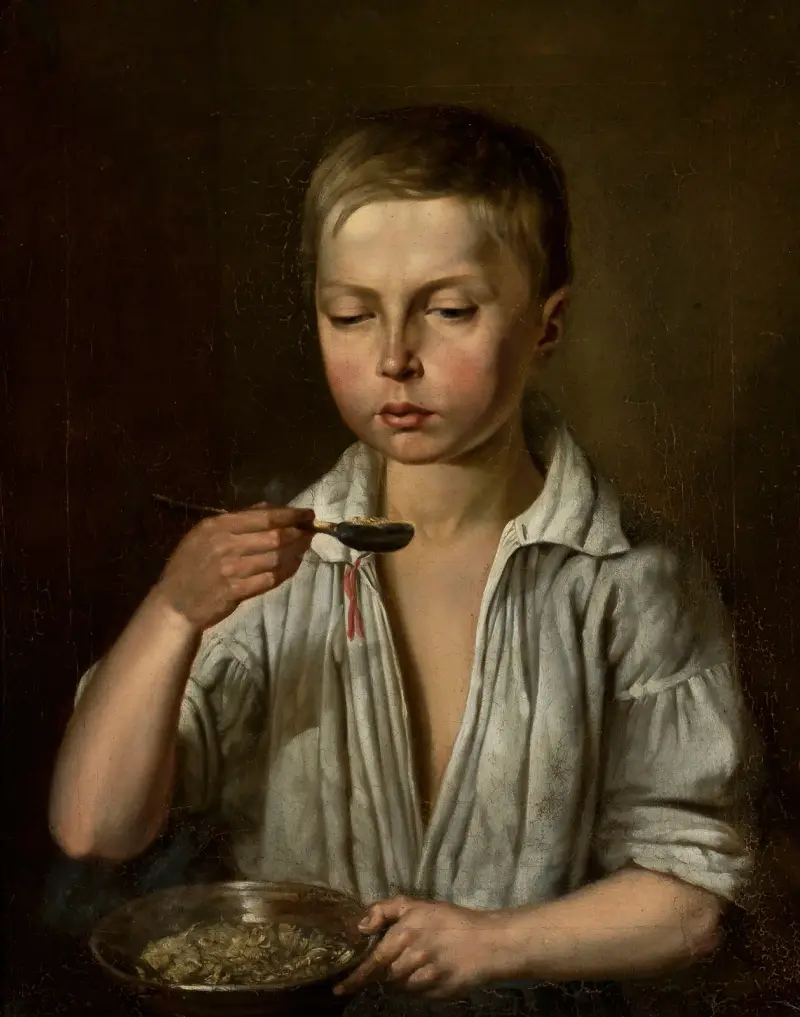 Junge beim Frühstück von Józef Simmler