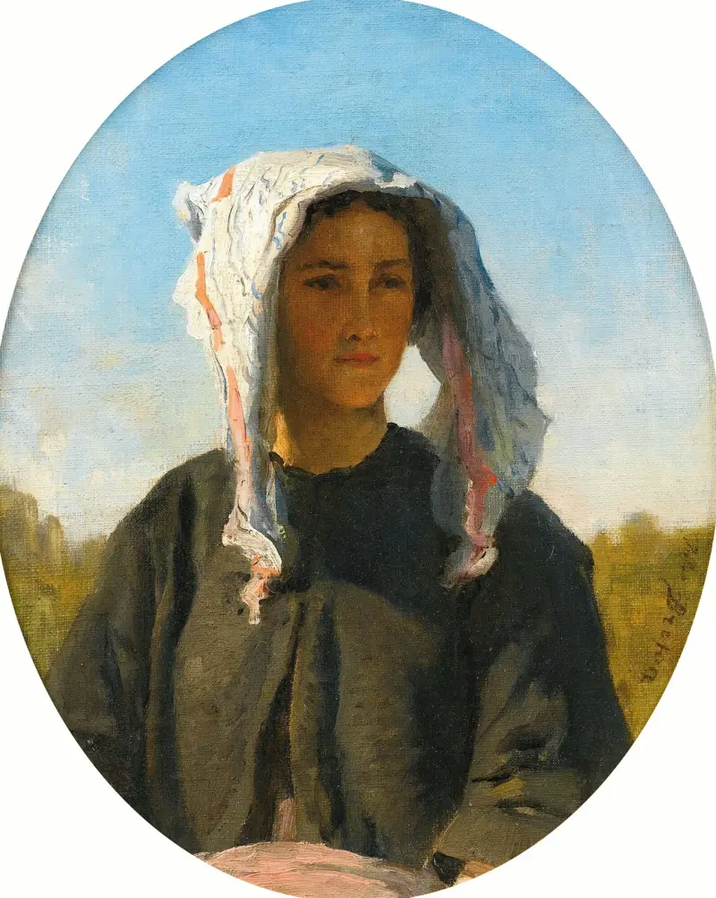 Porträtt av en ung bondkvinna från Bordeaux av Jules Breton
