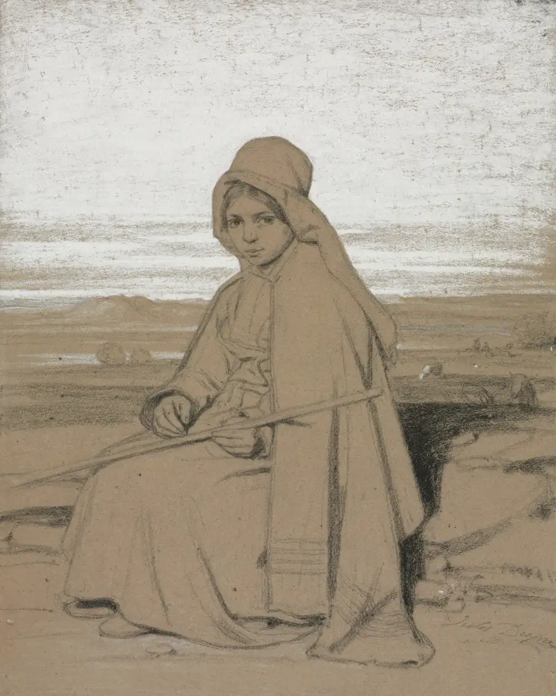 Sitzende Hirtin von Jules Dupré
