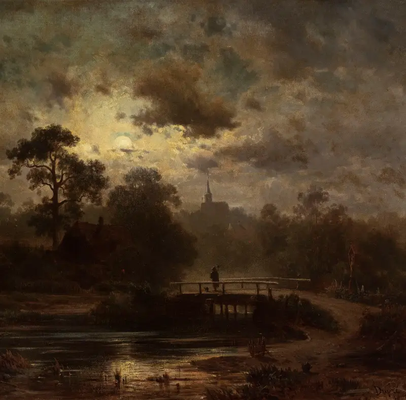 Landschaft im Mondschein von Jules Dupré