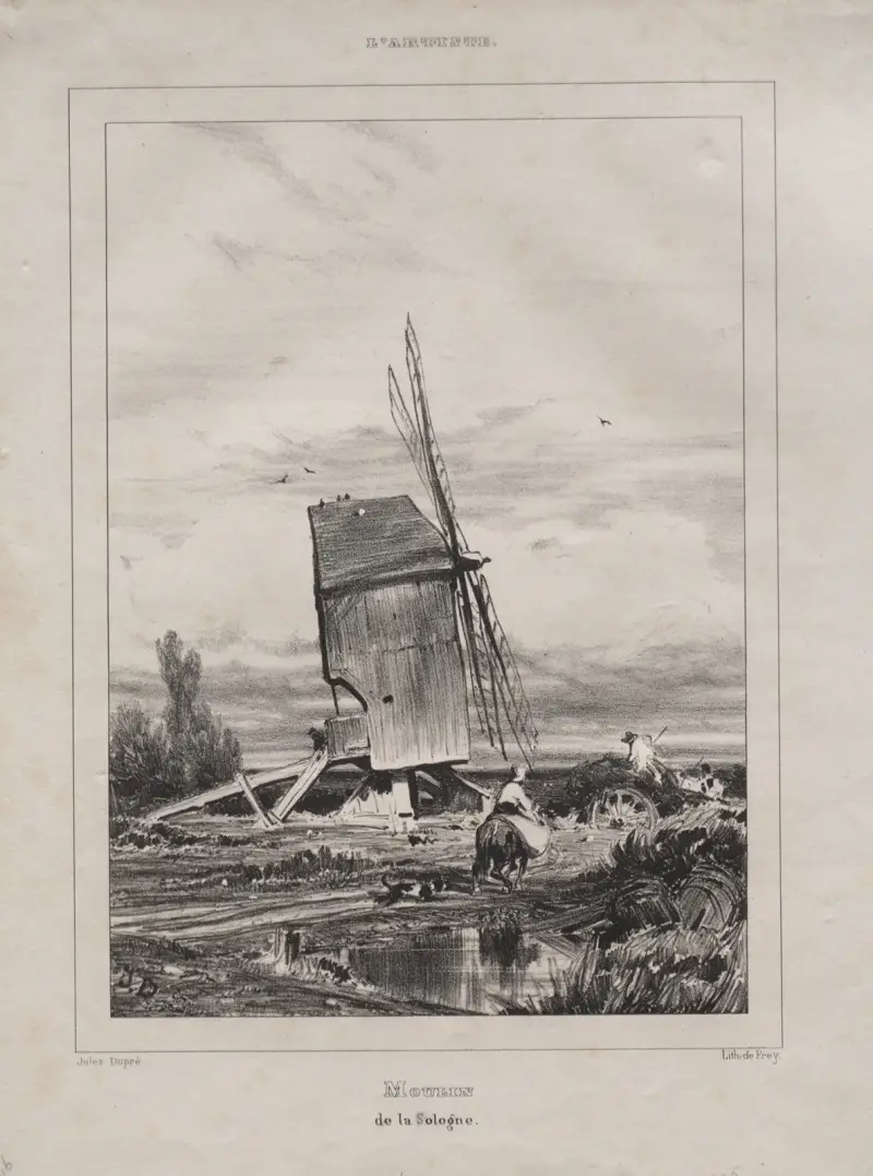 Kvarn i Sologne, Frankrike av Jules Dupré