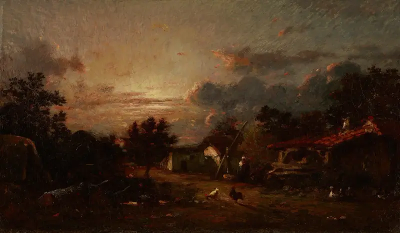 Dorfansicht bei Sonnenuntergang von Jules Dupré