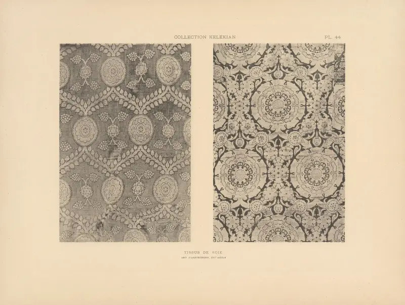Die Kelekian-Sammlung; Stoffe und Teppiche aus dem Orient und Venedig, Tafel 044 von Jules Guiffrey