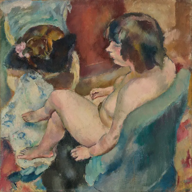 Kvinna med hund av Jules Pascin