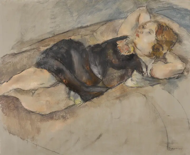Liggande ung flicka av Jules Pascin