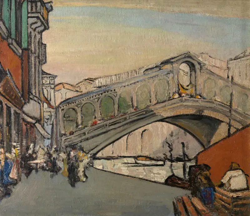 The Rialto Bridge in Venice av Jules Schmalzigaug