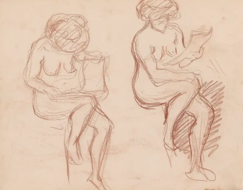 Two Seated Women av Jules Schmalzigaug
