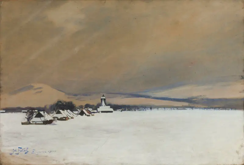 Vinterlandskap från Żywiec av Julian Falat