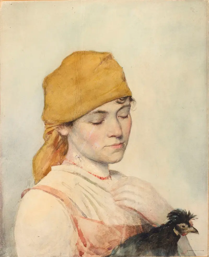 Frau mit Henne von Julian Falat