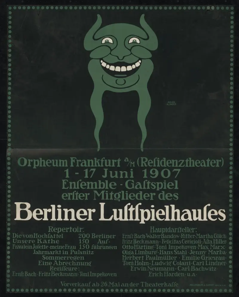Gästspel av första medlemmarna i Berliner Lustspielhaus på Orpheum i Frankfurt am Main av Julius Klinger