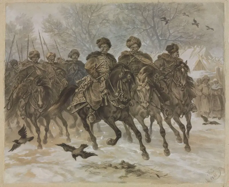 Kmicics kompani, illustration till Henryk Sienkiewicz roman ”Syndafloden” av Juliusz Kossak