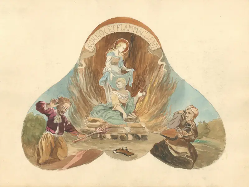 Ängel och två putti som håller Kristi lidandes emblem, 1912 – nr 2 av Juliusz Makarewicz