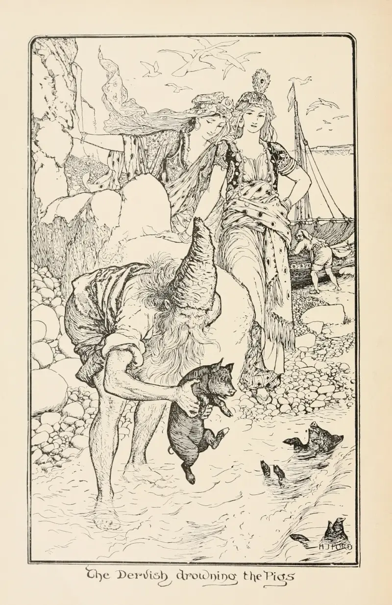 The Dervish drowning the Pigs, 1905 – nr 2 av Henry Justice Ford