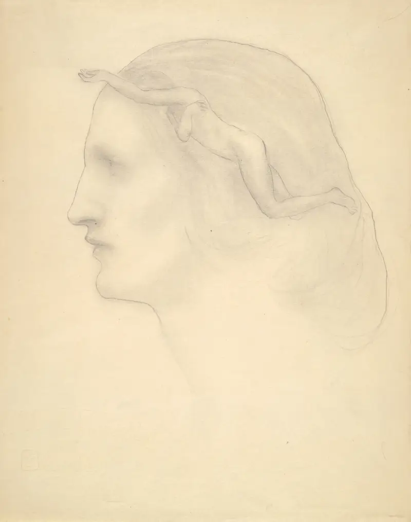 Profil und überlagerte Figur von Kahlil Gibran