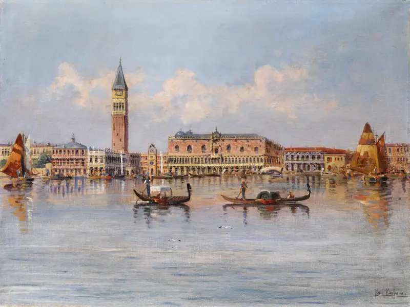 Vy över Venedig med Dogenpalatset av Karl Kaufmann