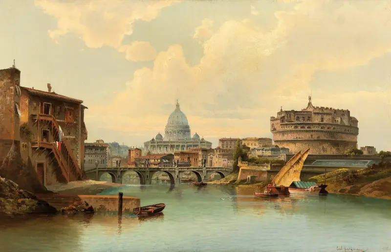 Rom, vy över Castel Sant'Angelo av Karl Kaufmann