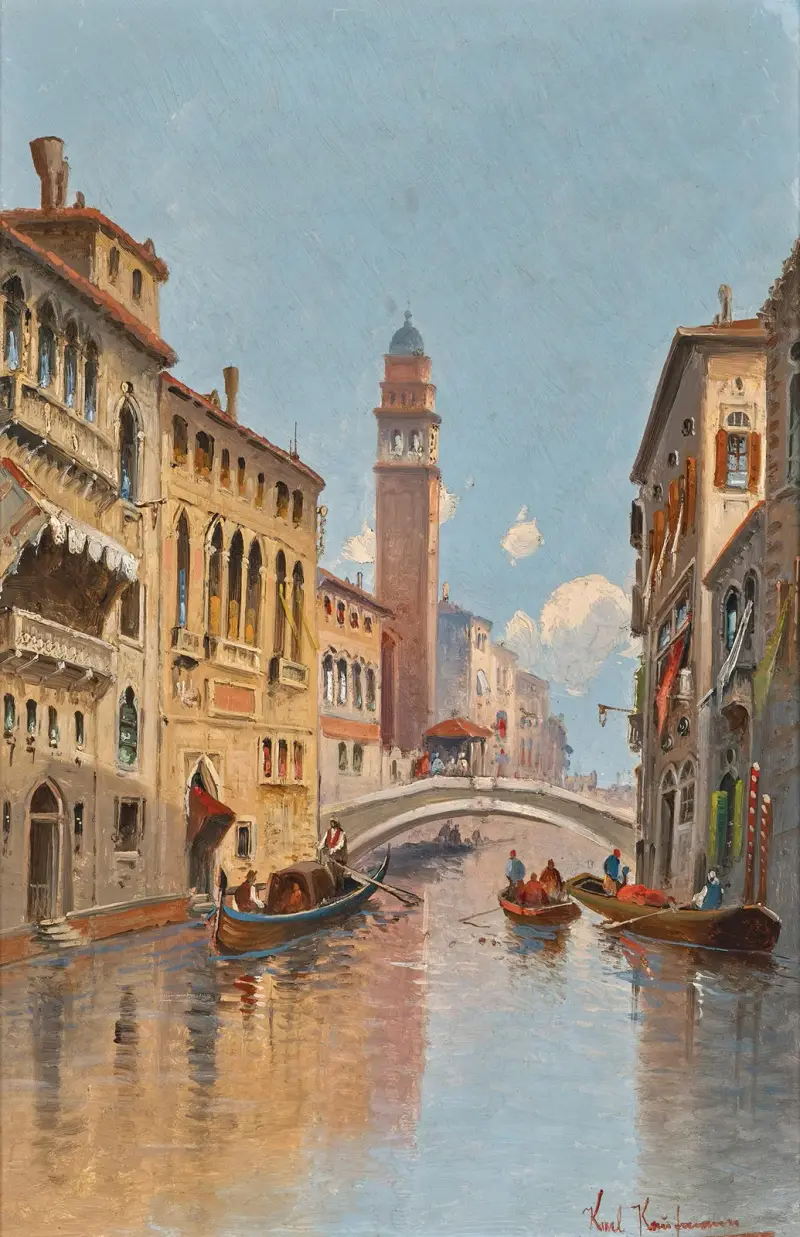Venedig, en vy över en kanal av Karl Kaufmann
