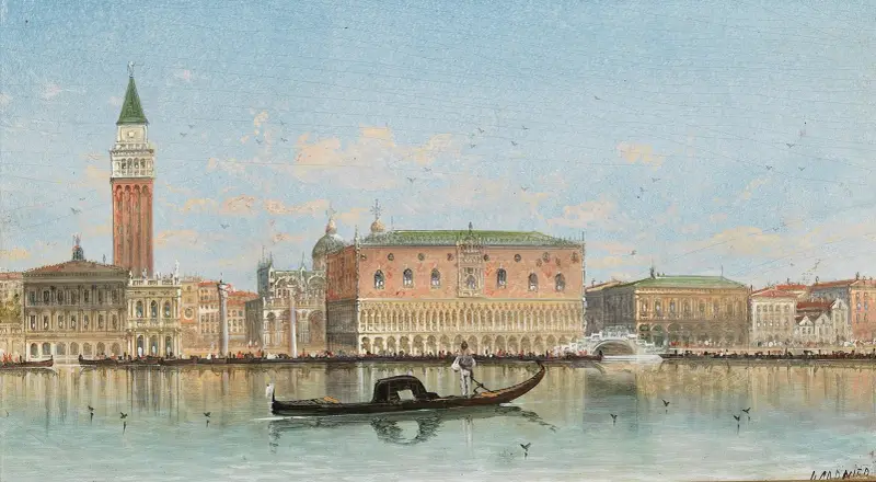 Venedig, en vy av Markusplatsens kolonn av Karl Kaufmann