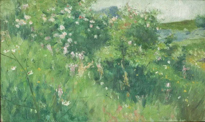 Blommande nyponbuskar på Tjörn av Karl Nordström